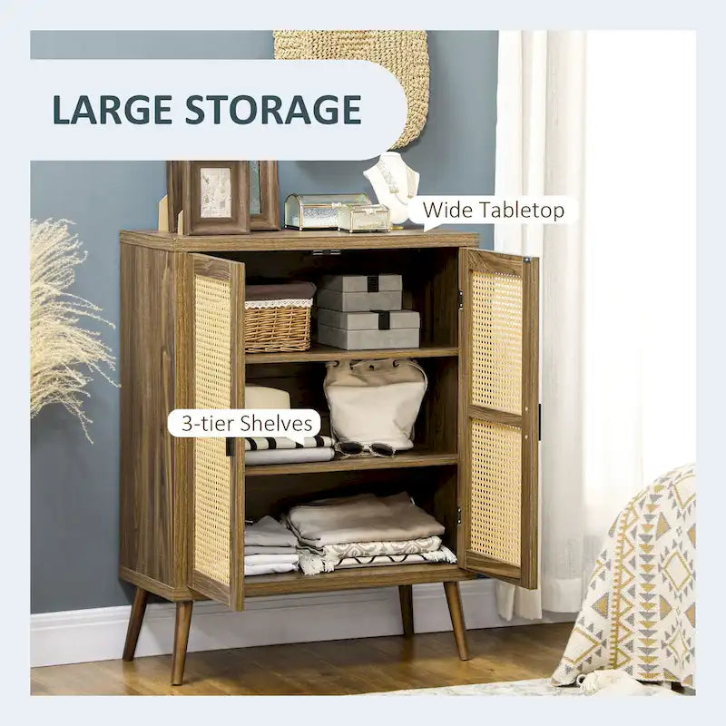 Sideboard-Buffetschrank mit Rattantüren