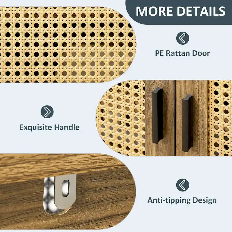 Sideboard-Buffetschrank mit Rattantüren