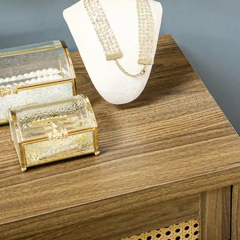 Sideboard-Buffetschrank mit Rattantüren