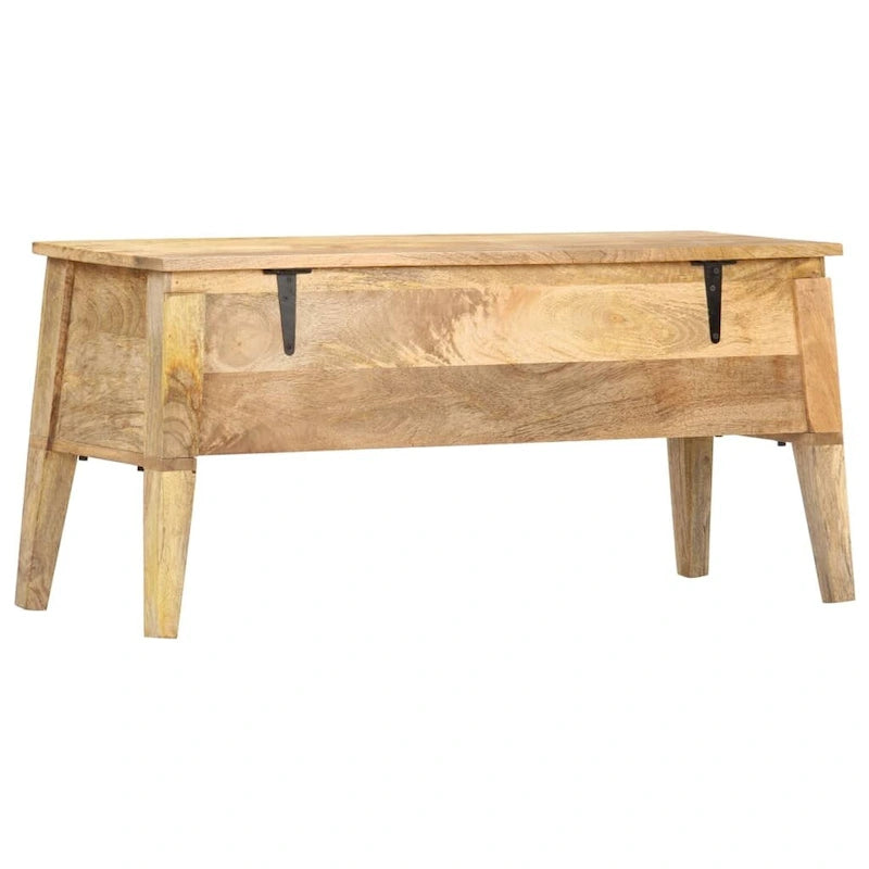 Sitzbank aus massivem Mangoholz mit Stauraum, 39x13.8x18.9
