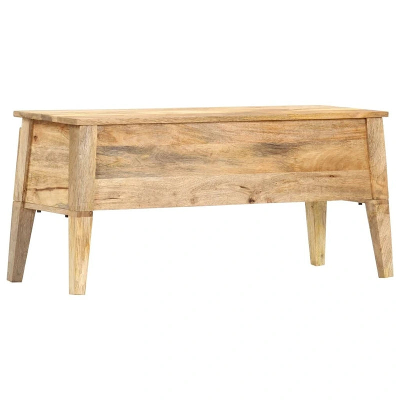 Sitzbank aus massivem Mangoholz mit Stauraum, 39x13.8x18.9