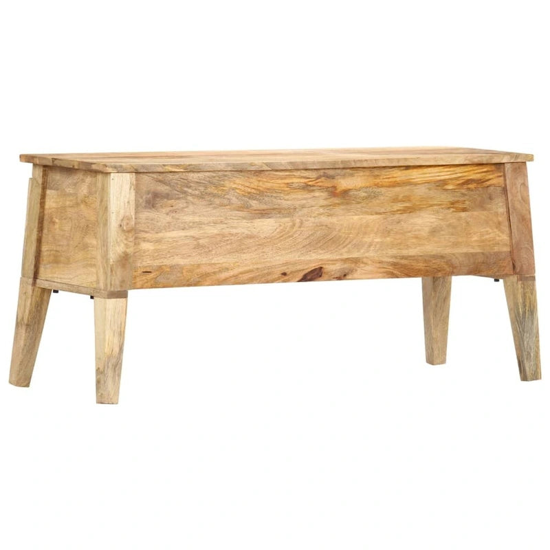 Sitzbank aus massivem Mangoholz mit Stauraum, 39x13.8x18.9