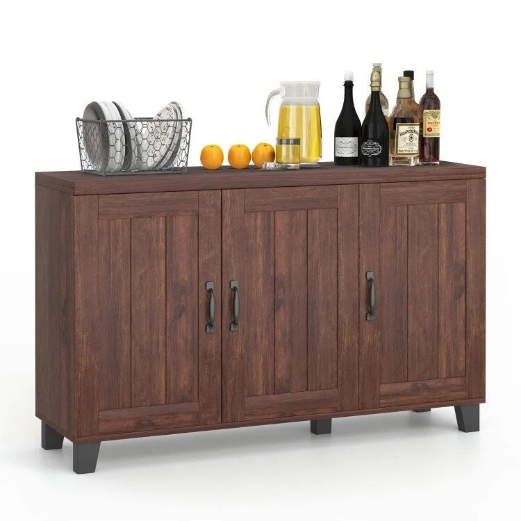 Anrichte mit 3 Türen, verstellbaren Einlegeböden und Kippschutz – 114 x 33 x 71 cm (L x B x H)