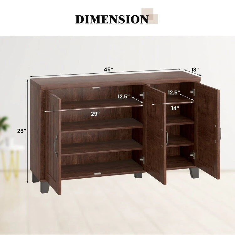 Anrichte mit 3 Türen, verstellbaren Einlegeböden und Kippschutz – 114 x 33 x 71 cm (L x B x H)
