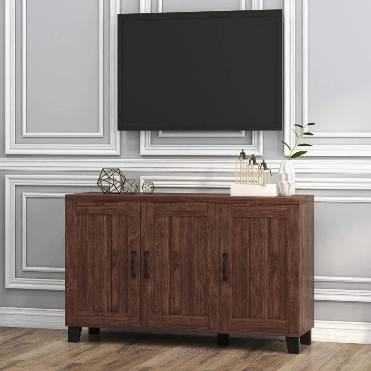 Anrichte mit 3 Türen, verstellbaren Einlegeböden und Kippschutz – 114 x 33 x 71 cm (L x B x H)