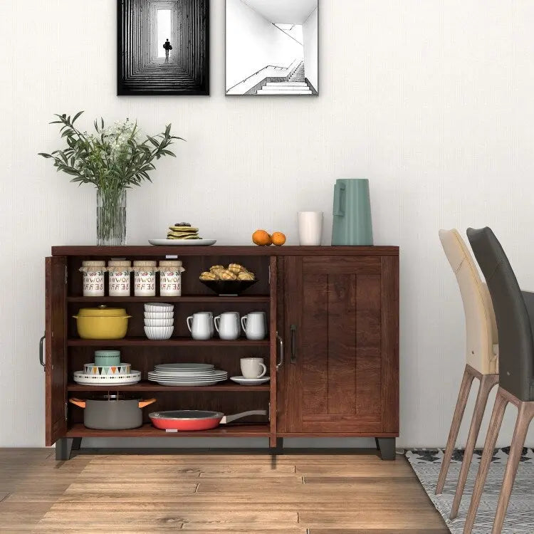 Anrichte mit 3 Türen, verstellbaren Einlegeböden und Kippschutz – 114 x 33 x 71 cm (L x B x H)
