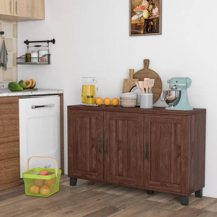 Anrichte mit 3 Türen, verstellbaren Einlegeböden und Kippschutz – 114 x 33 x 71 cm (L x B x H)