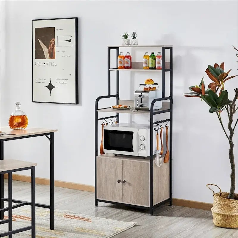 Mehrschichtiges Bäckerregal mit 1 Schrank und 3 Ablagefächern