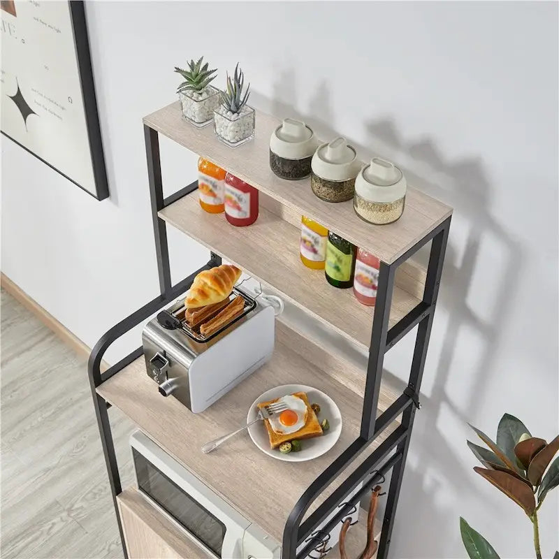 Mehrschichtiges Bäckerregal mit 1 Schrank und 3 Ablagefächern