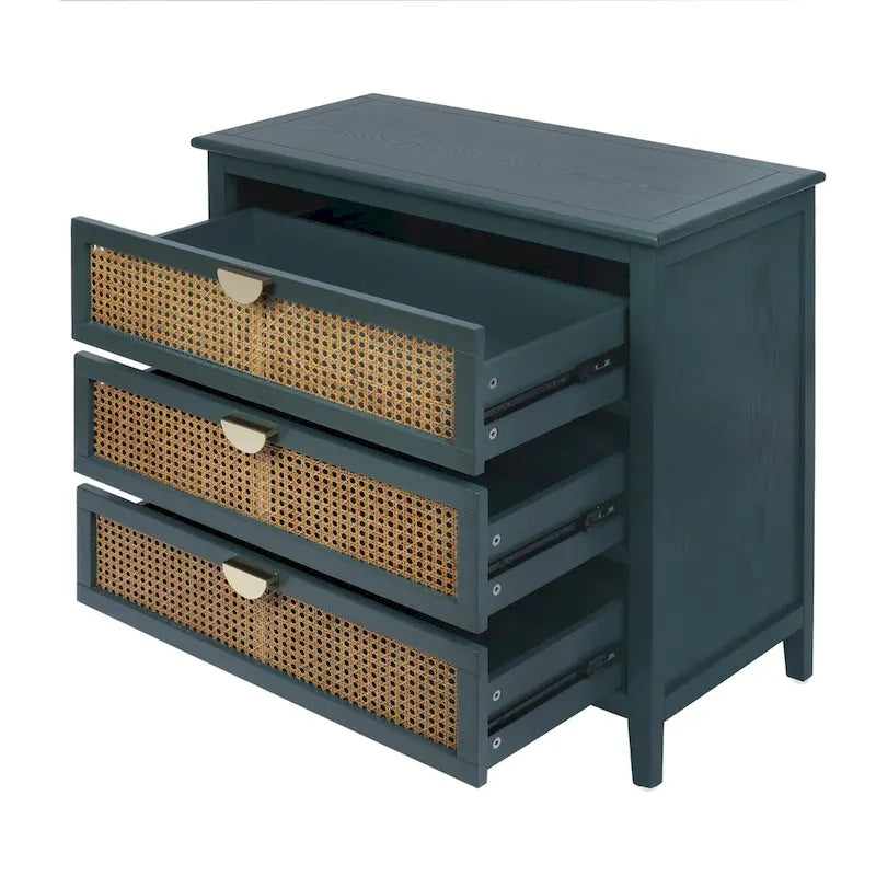 3-Schubladen-Schrank aus natürlichem Rattan
