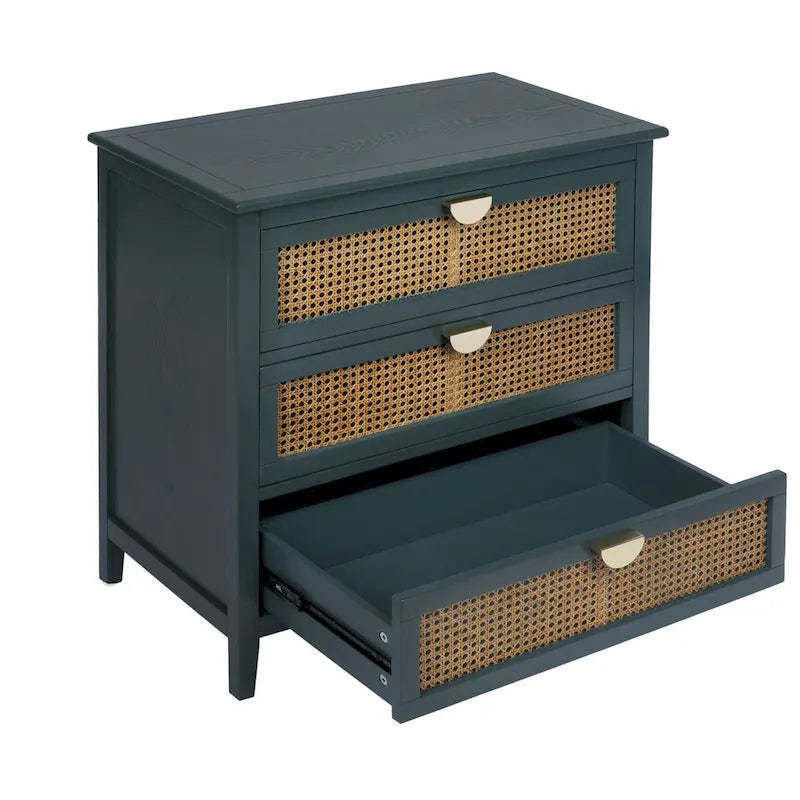 3-Schubladen-Schrank aus natürlichem Rattan