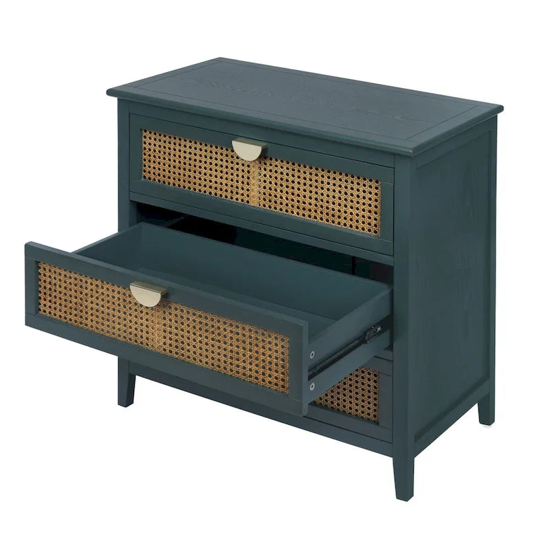 3-Schubladen-Schrank aus natürlichem Rattan