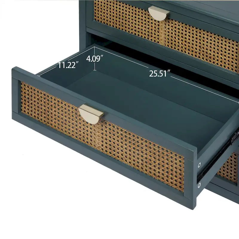 3-Schubladen-Schrank aus natürlichem Rattan