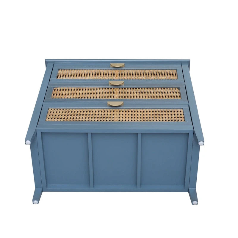 3-Schubladen-Schrank aus natürlichem Rattan