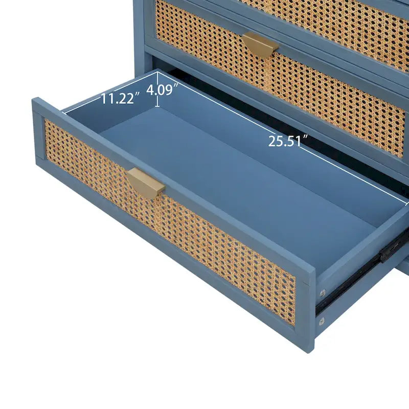3-Schubladen-Schrank aus natürlichem Rattan