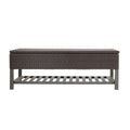 Outdoor-Rattan-Aufbewahrungsbank mit Lamellenablage unten