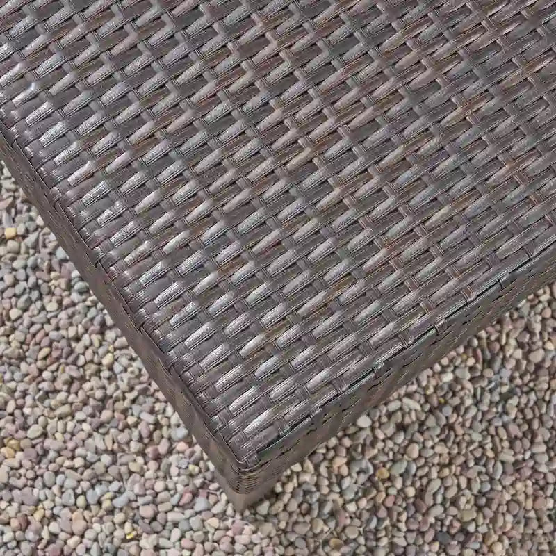 Outdoor-Rattan-Aufbewahrungsbank mit Lamellenablage unten