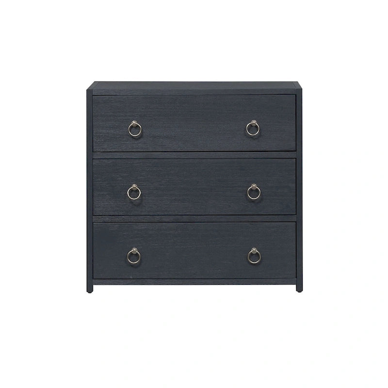 Drahtgebürsteter Denim, weißer und schwarzer Akzentschrank