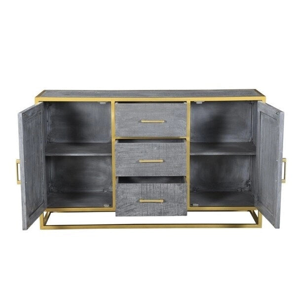 Sideboard-Buffetschrank aus massivem Mangoholz, 60 W, Lagos Grau