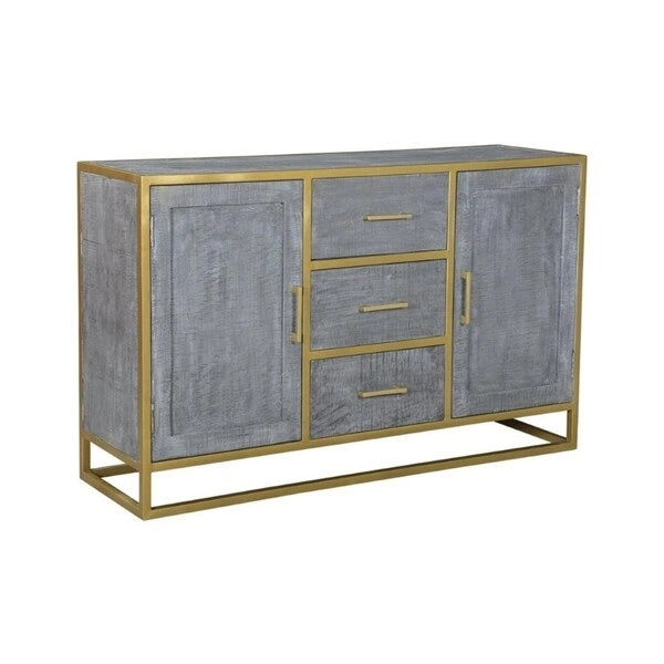 Sideboard-Buffetschrank aus massivem Mangoholz, 60 W, Lagos Grau