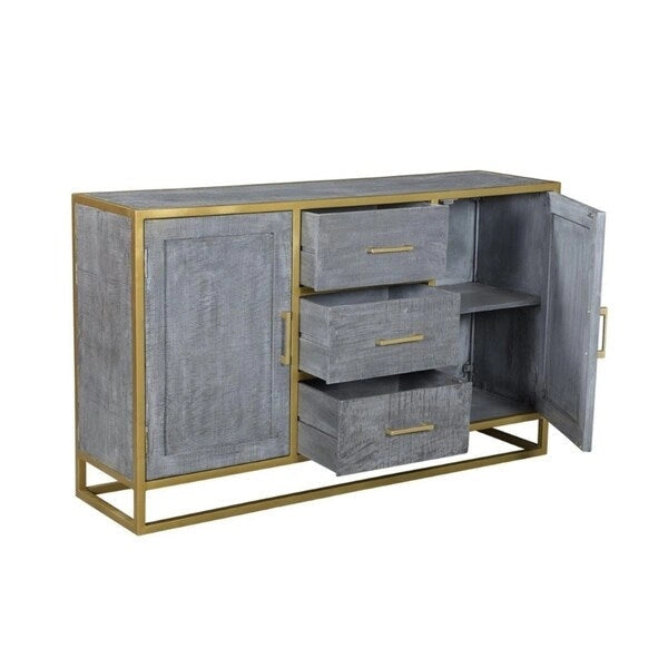 Sideboard-Buffetschrank aus massivem Mangoholz, 60 W, Lagos Grau
