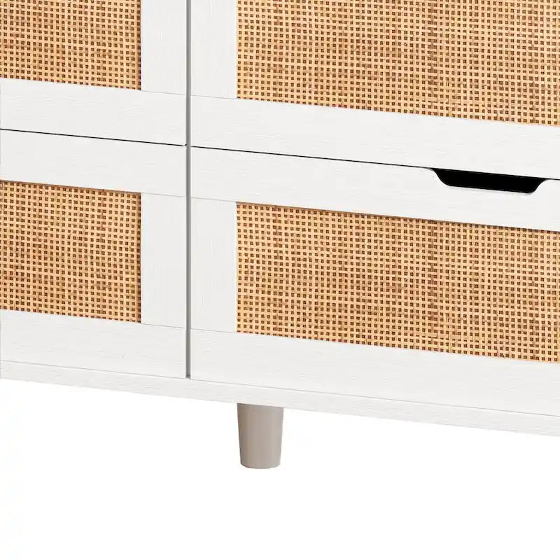 Akzent-Aufbewahrungsschrank 6 Schubladen Rattan-Schublade mit LED-Beleuchtung und Steckdose