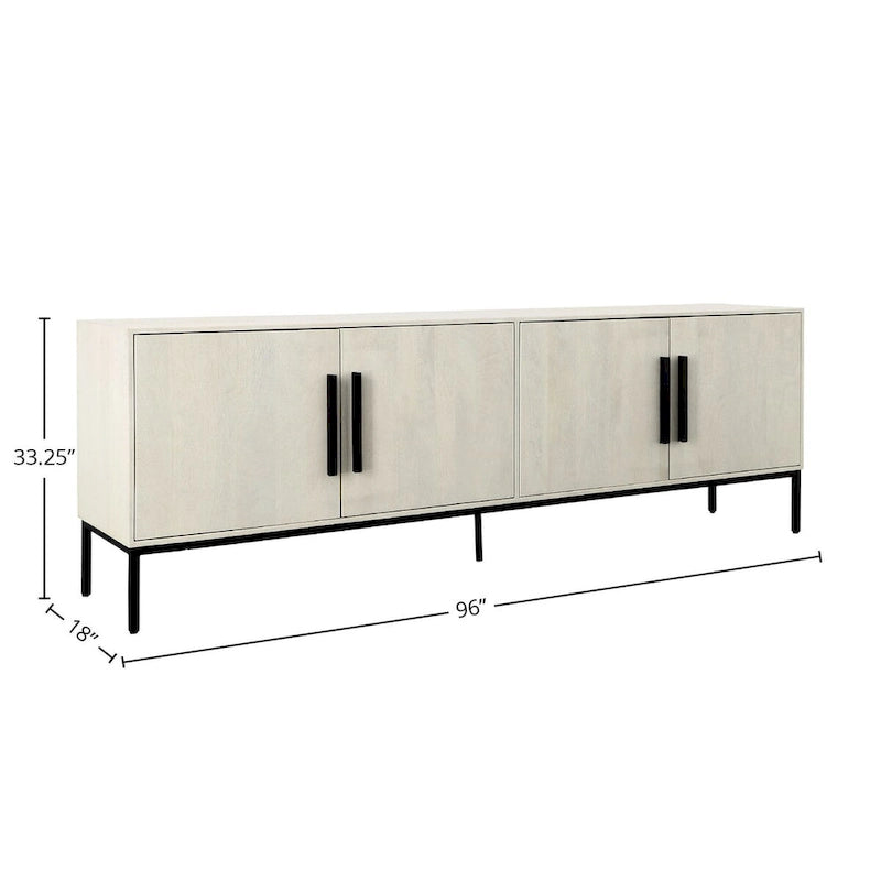 96 Zoll breites Sideboard aus massivem Mangoholz mit Schubladen