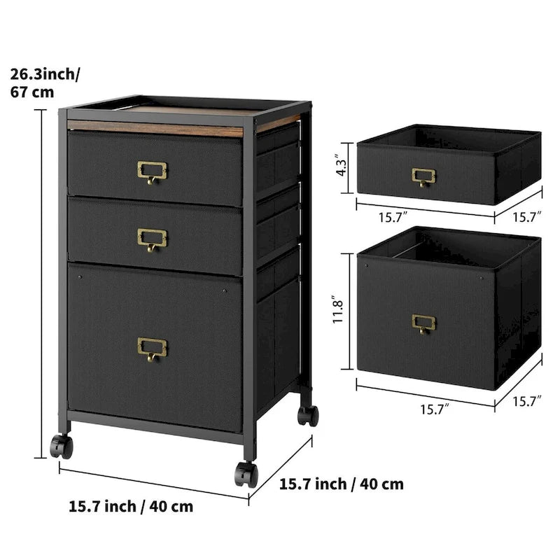 Rollcontainer unter Schreibtisch mit 3 Schubladen und Rollen
