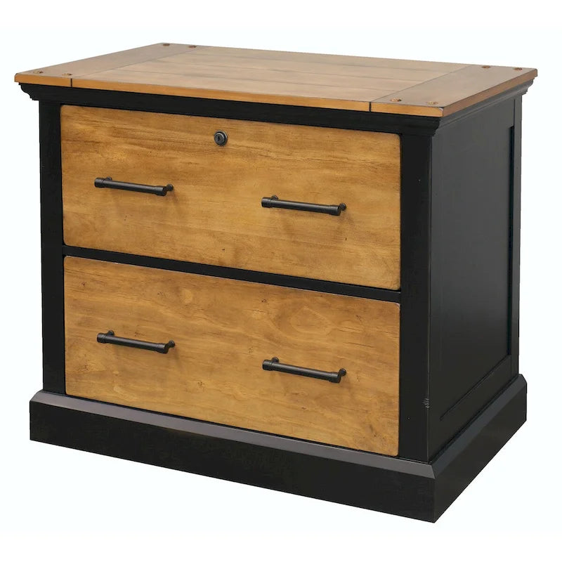 Holz-Aktenschrank mit Schubladen für Legal- und Letter-Akten, Schwarz