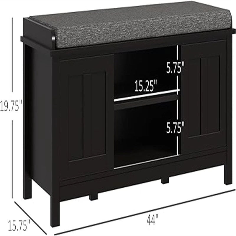 Schuhbank-Aufbewahrungshocker mit Schiebetüren – 40T x 112B x 50H cm