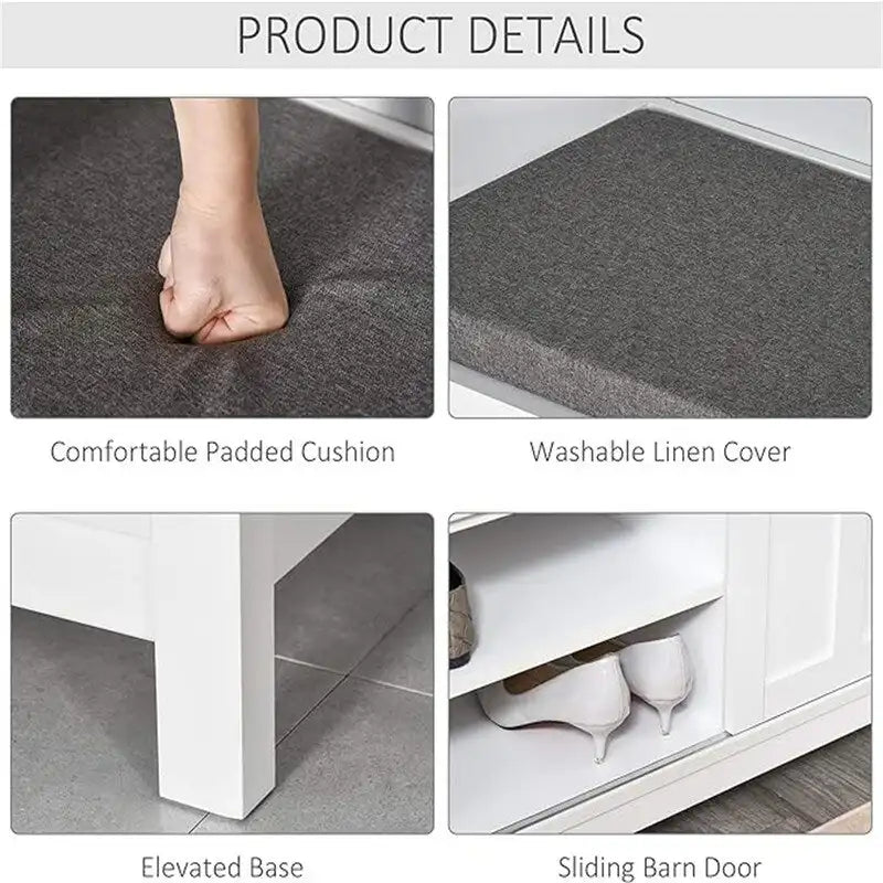 Schuhbank-Aufbewahrungshocker mit Schiebetüren – 40T x 112B x 50H cm
