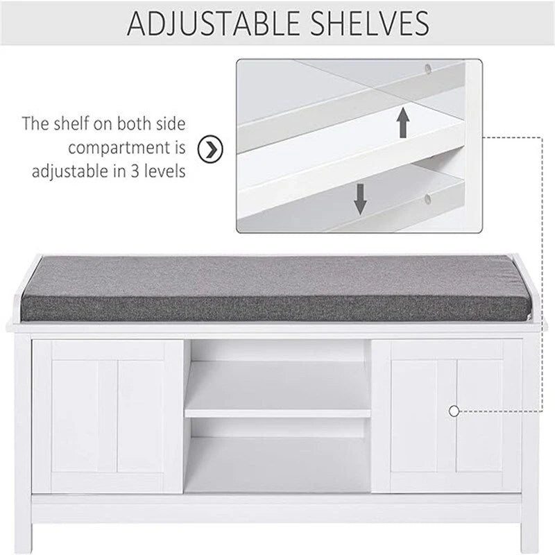 Schuhbank-Aufbewahrungshocker mit Schiebetüren – 40T x 112B x 50H cm