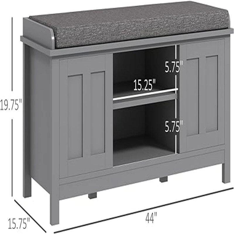 Schuhbank-Aufbewahrungshocker mit Schiebetüren – 40T x 112B x 50H cm