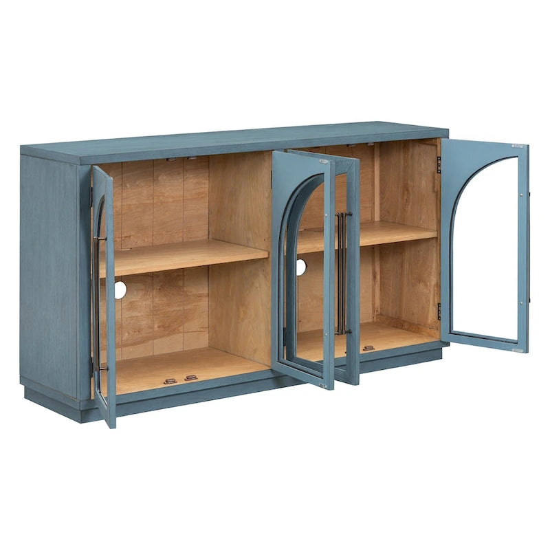Retro Sideboard mit 4 Türen, Metallgriffen und verstellbaren Einlegeböden