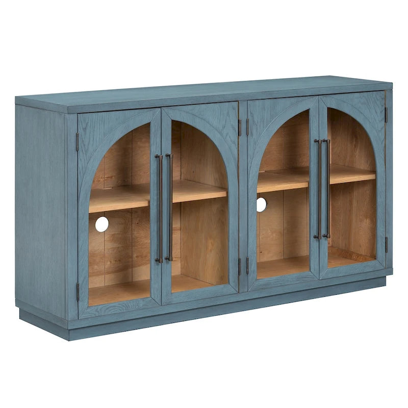 Retro Sideboard mit 4 Türen, Metallgriffen und verstellbaren Einlegeböden