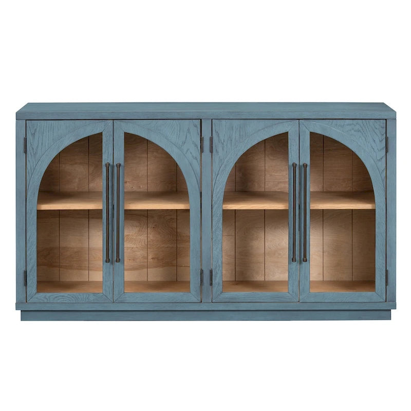 Retro Sideboard mit 4 Türen, Metallgriffen und verstellbaren Einlegeböden