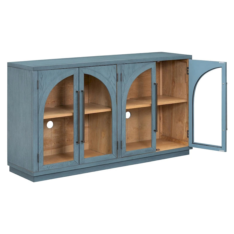 Retro Sideboard mit 4 Türen, Metallgriffen und verstellbaren Einlegeböden