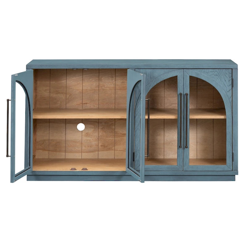 Retro Sideboard mit 4 Türen, Metallgriffen und verstellbaren Einlegeböden