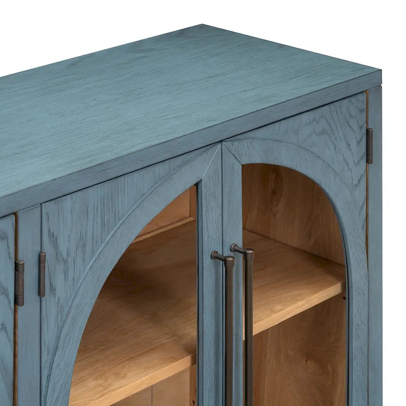 Retro Sideboard mit 4 Türen, Metallgriffen und verstellbaren Einlegeböden