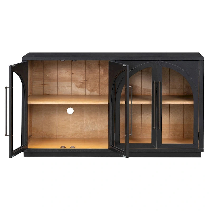 Retro Sideboard mit 4 Türen, Metallgriffen und verstellbaren Einlegeböden