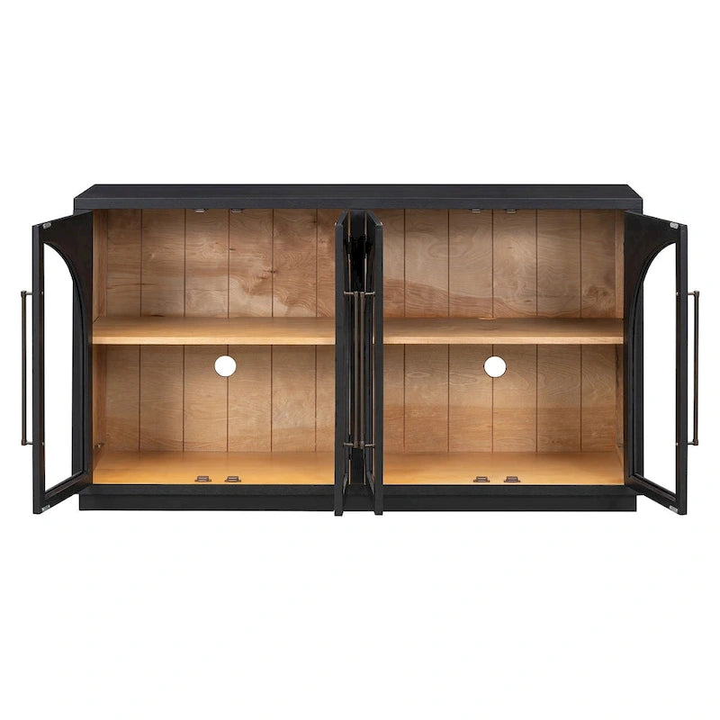 Retro Sideboard mit 4 Türen, Metallgriffen und verstellbaren Einlegeböden