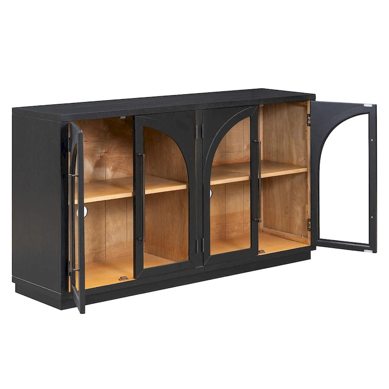 Retro Sideboard mit 4 Türen, Metallgriffen und verstellbaren Einlegeböden