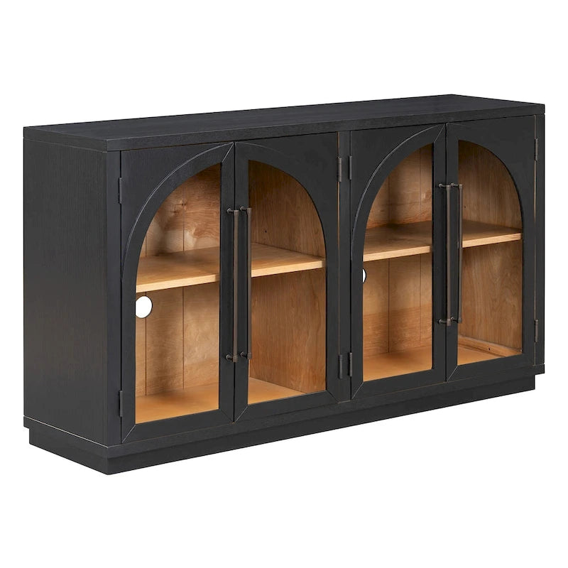 Retro Sideboard mit 4 Türen, Metallgriffen und verstellbaren Einlegeböden