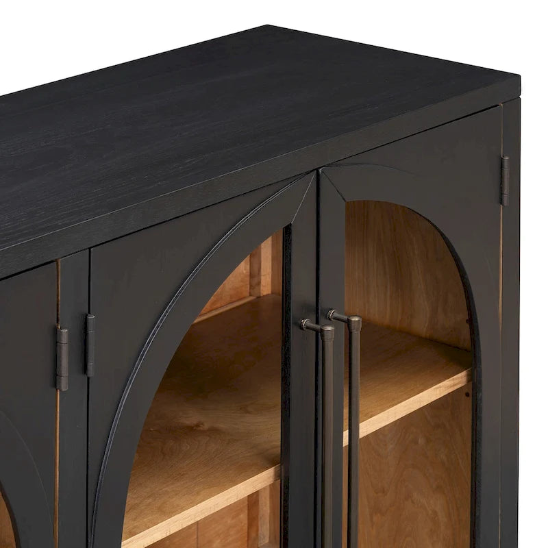 Retro Sideboard mit 4 Türen, Metallgriffen und verstellbaren Einlegeböden