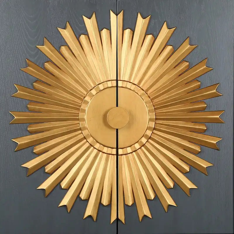Akzentschrank aus Massivholz mit 2 Türen und Sonnenstrahl-Design, 41,9 cm B x 80 cm T x 97,8 cm H