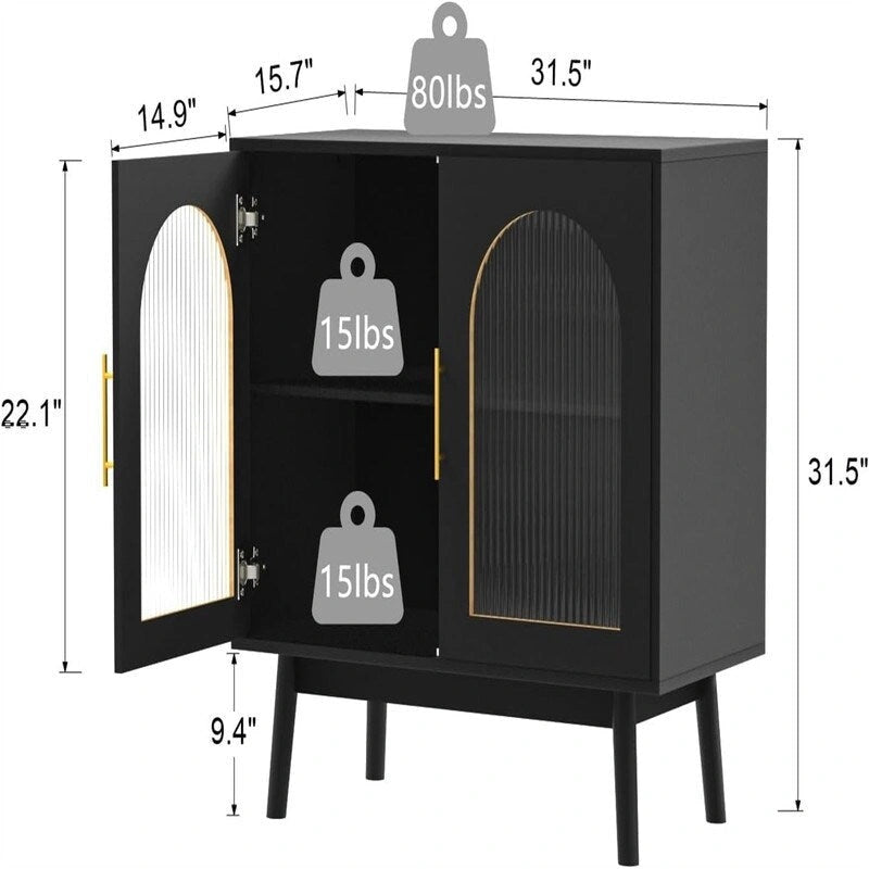 Sideboard Buffet Schrank, Akzent Küchenschrank - 15.7T x 31.5B x 31.5H