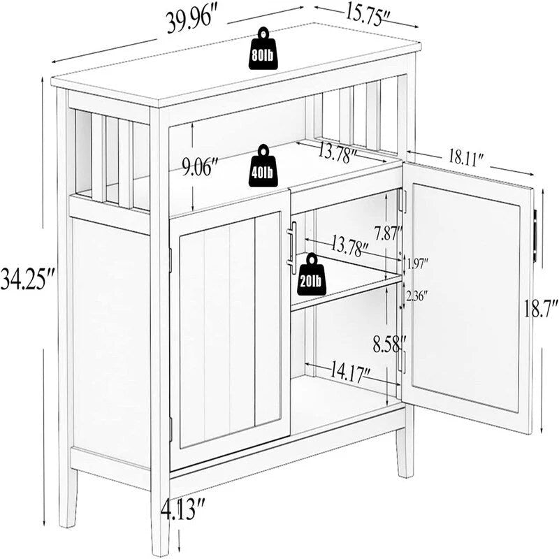 Anrichte mit Stauraum Küche – 15,75T x 39,96B x 34,25H