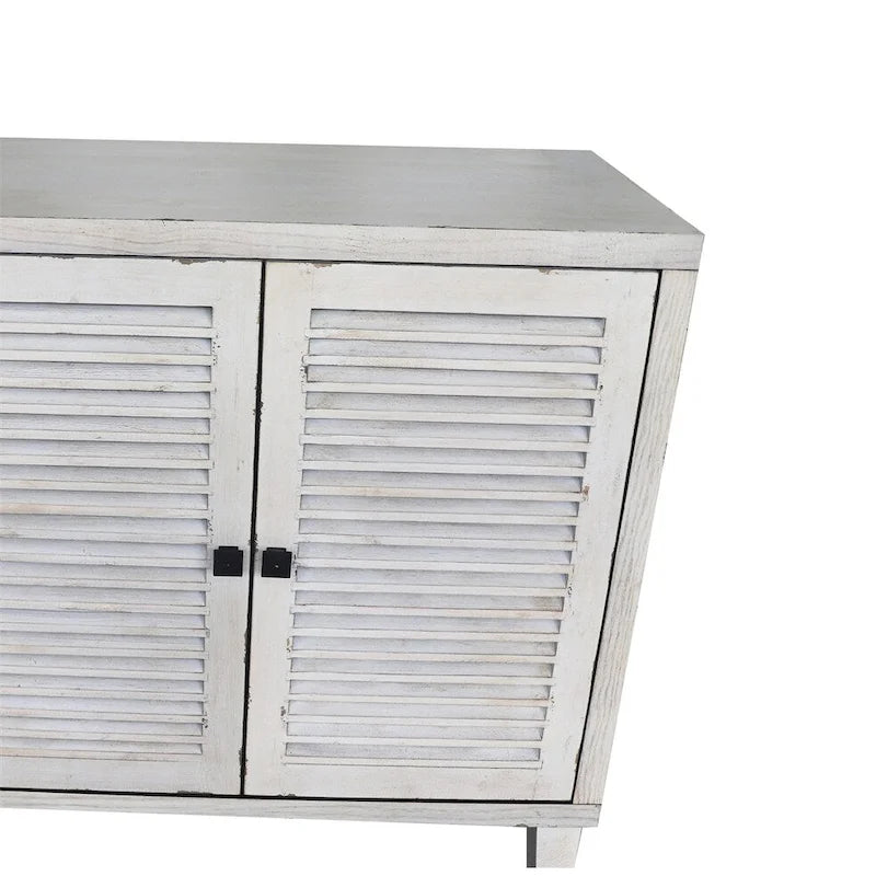 4-türiges Holz-Sideboard, weiß gekälkt