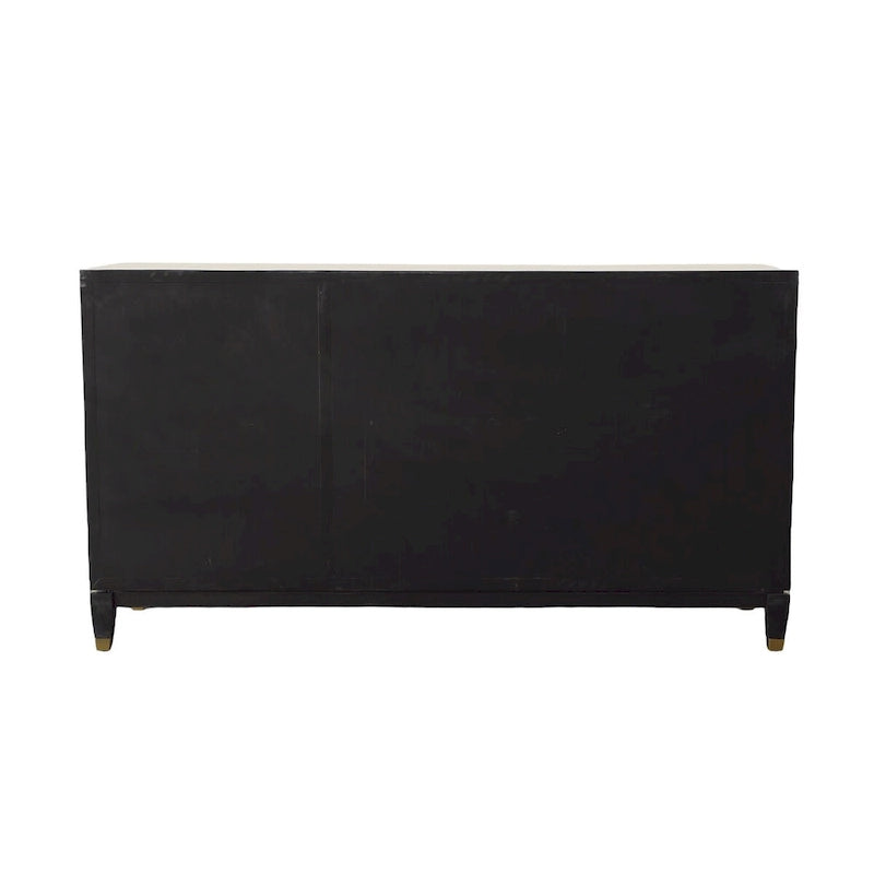 3-türiges Sideboard aus gekälktem Kiefernholz mit goldfarbenen Beschlägen, 66,25 B