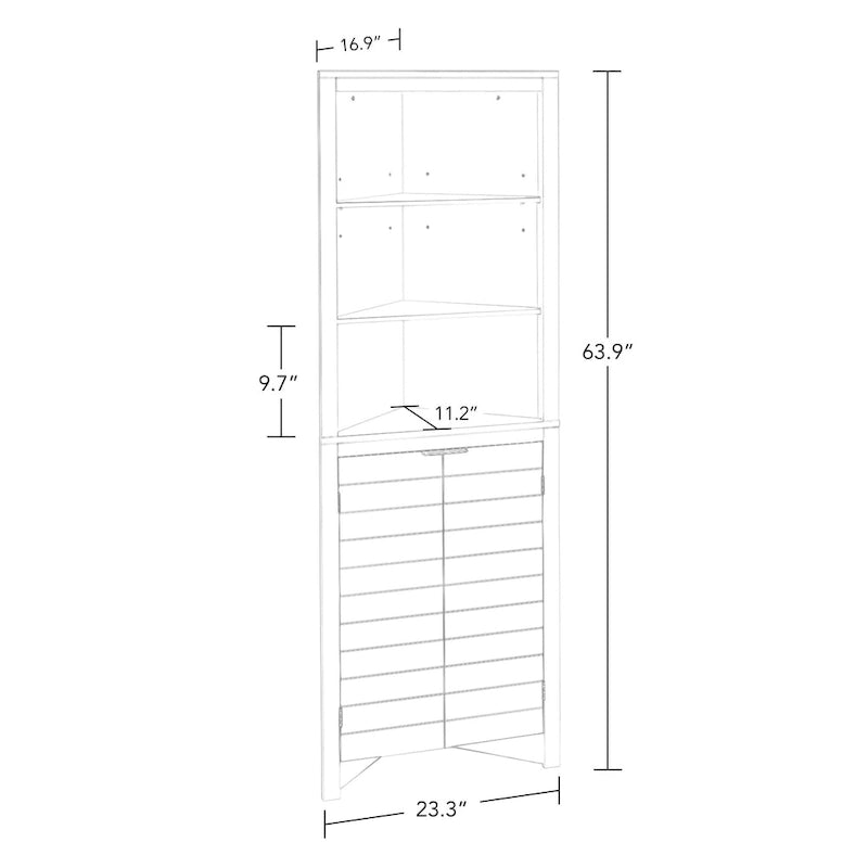 Hoher Eckbadezimmerschrank mit offenen Regalen